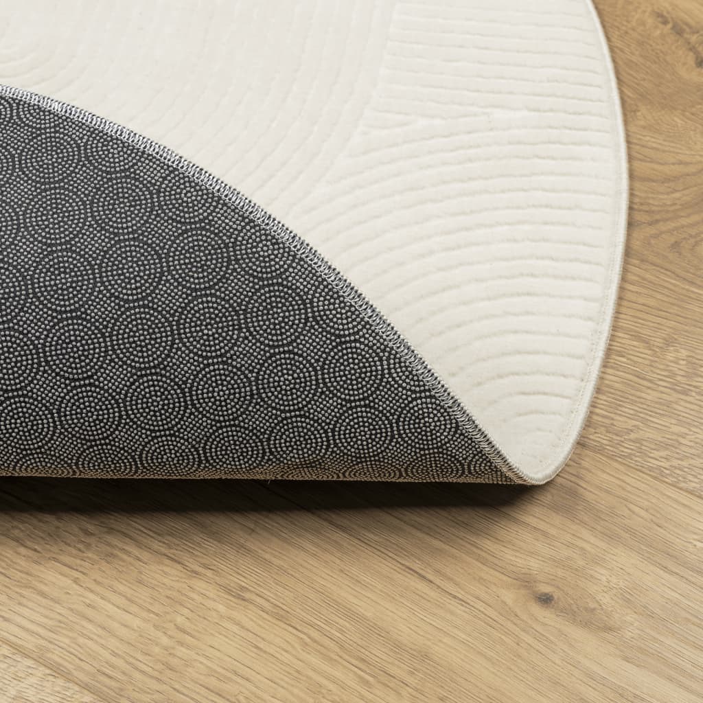 Covor "IZA" aspect scandinav, cu fire scurte, crem, Ø 160 cm