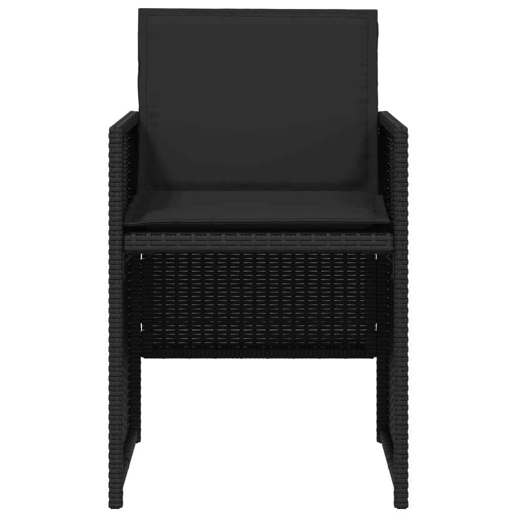 Set mobilier de grădină cu perne, 5 piese, negru, poliratan