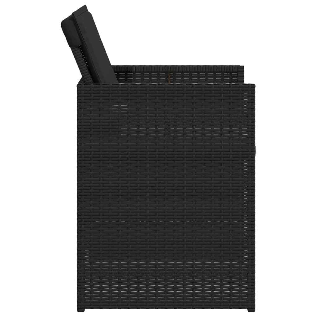 Set mobilier de grădină cu perne, 5 piese, negru, poliratan