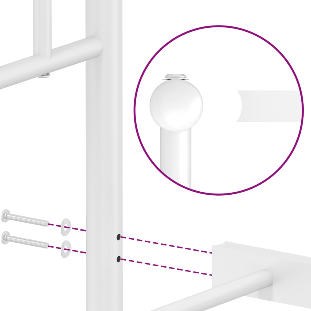 Cadru de pat metalic cu tăblie, alb, 140x190 cm