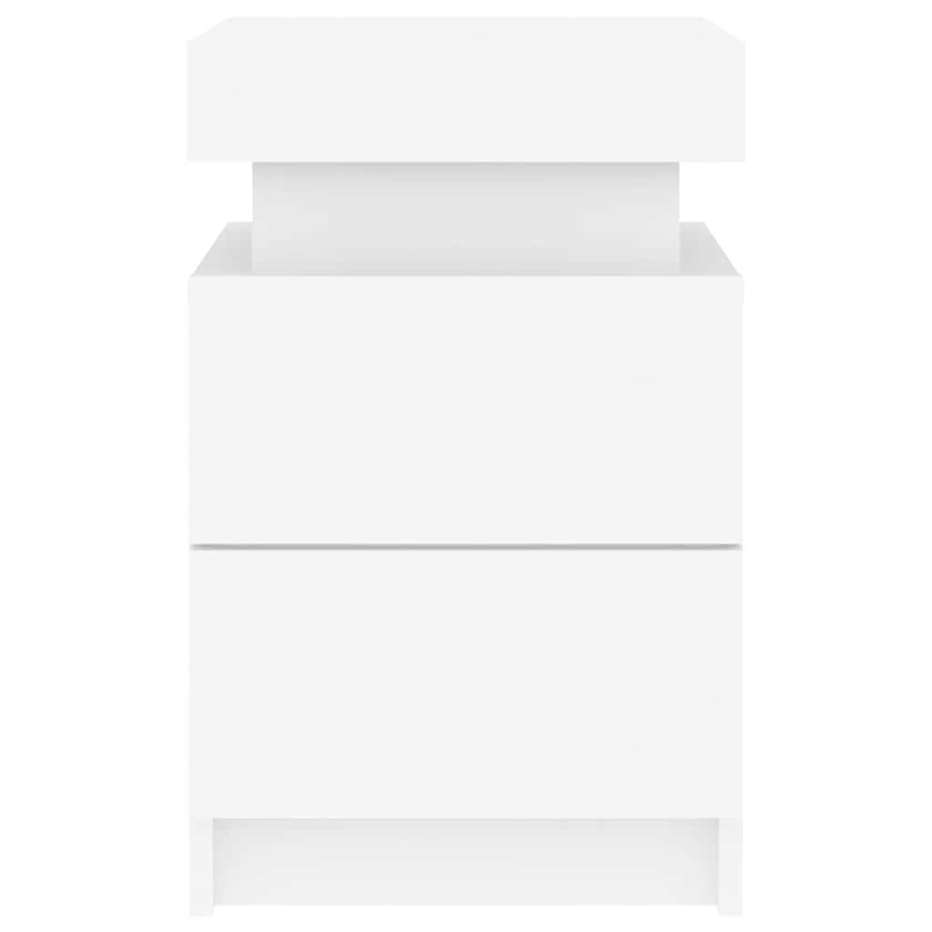 Noptiere cu lumini LED, 2 buc., alb, 35x39x55 cm