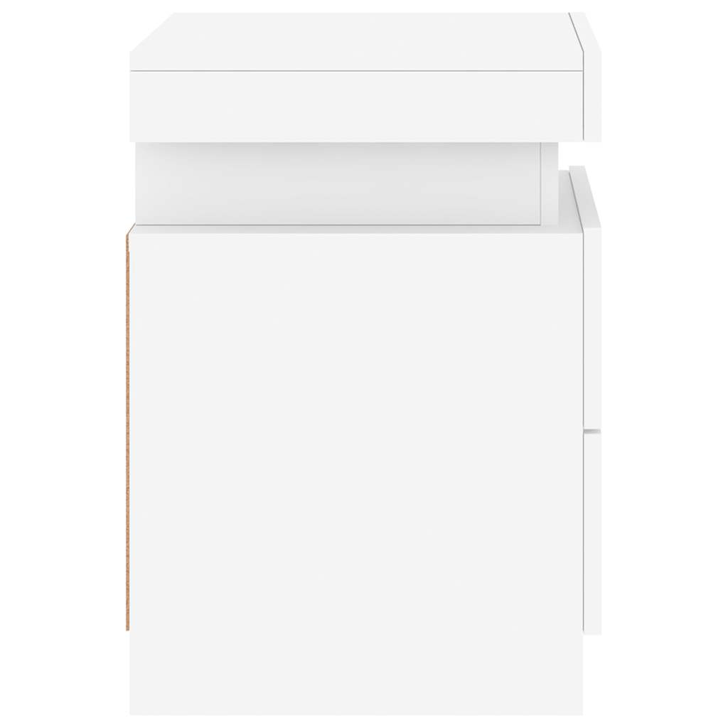 Noptiere cu lumini LED, 2 buc., alb, 35x39x55 cm