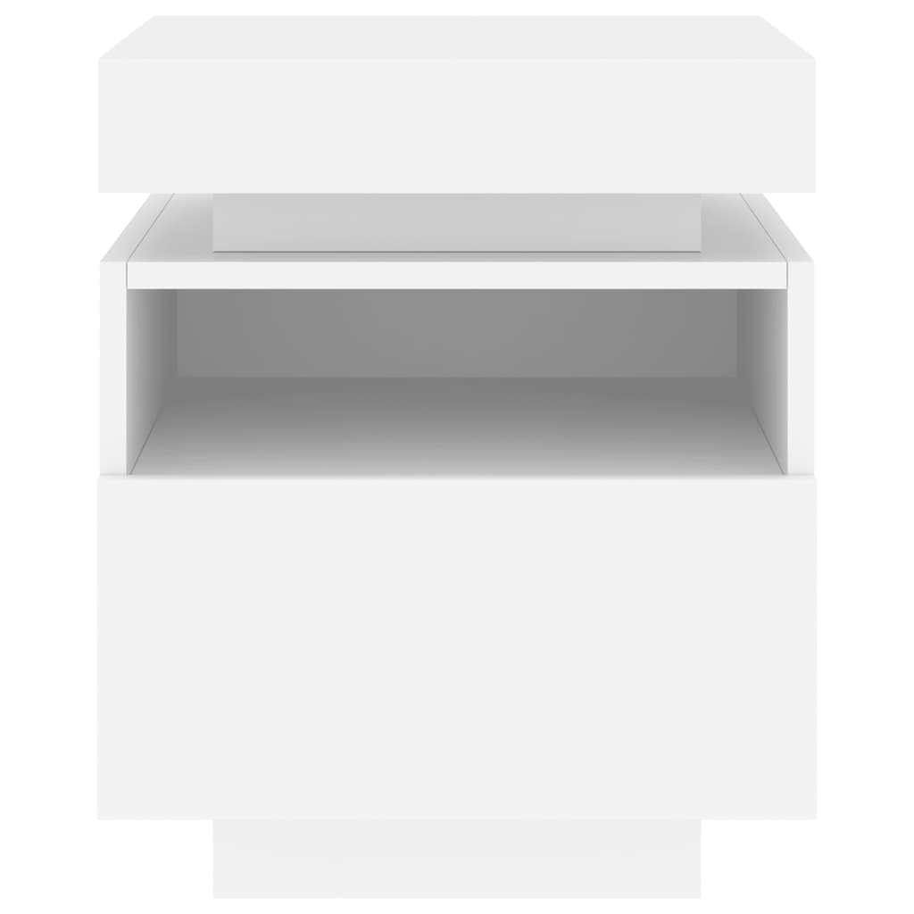 Noptieră cu lumini LED, alb, 40x39x48,5 cm