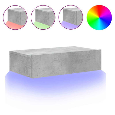 Comodă TV cu lumini LED, gri beton, 60x35x15,5 cm