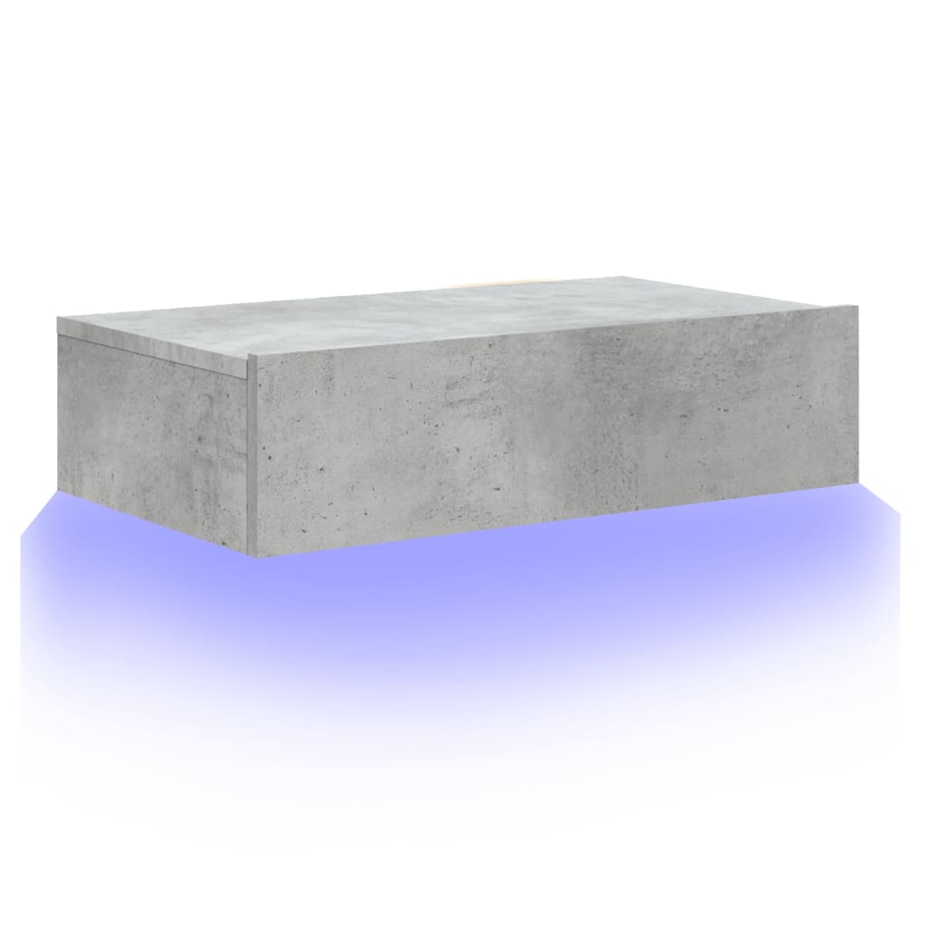 Comodă TV cu lumini LED, gri beton, 60x35x15,5 cm - Vendito