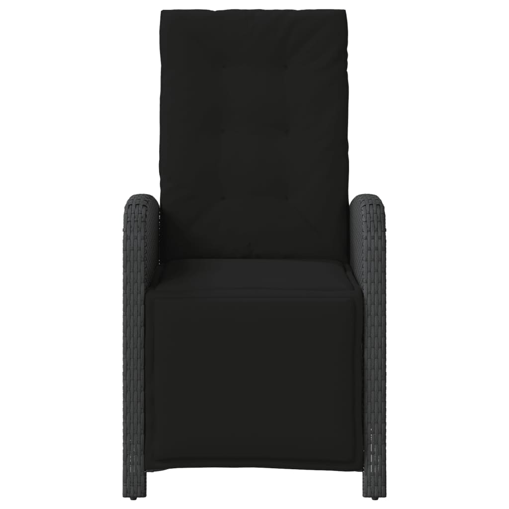 Scaun de grădină rabatabil cu suport picioare,2 buc., poliratan