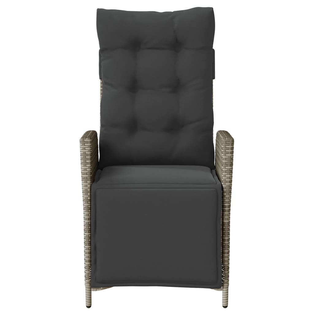 Scaun de grădină rabarabil cu suport picioare, gri, poliratan