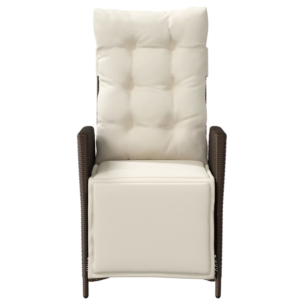 Set bistro cu perne, 3 piese, maro, poliratan