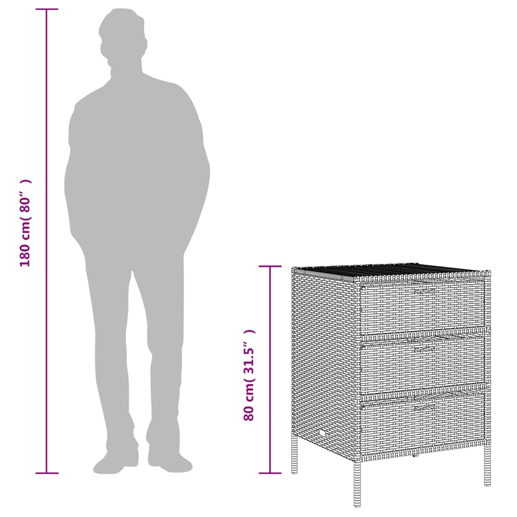 Dulap depozitare de grădină, bej, 55x59x80 cm, poliratan