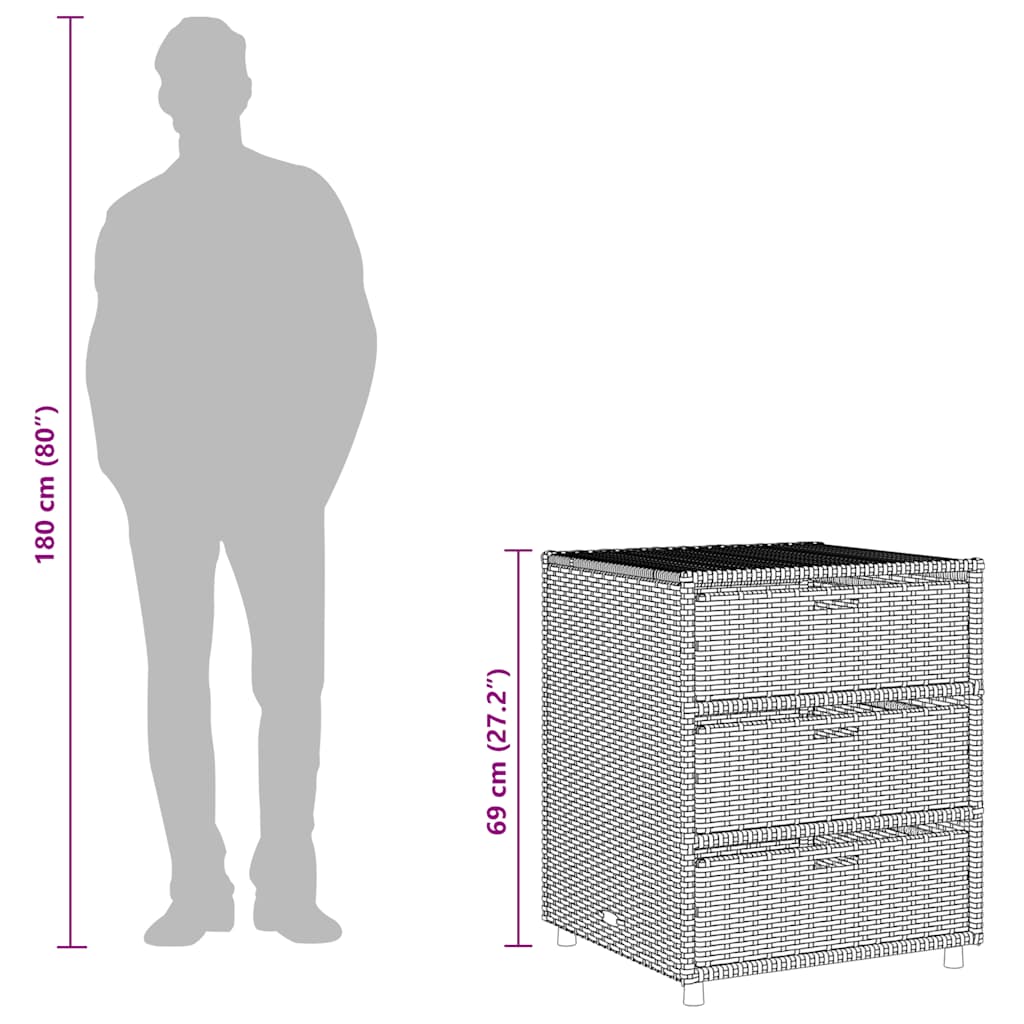 Dulap depozitare de grădină, bej, 55x59x69 cm, poliratan