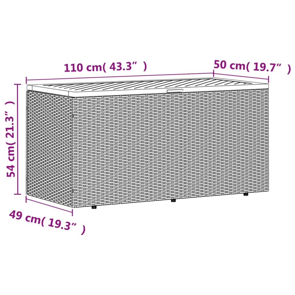 Ladă depozitare grădină gri 110x50x54 cm lemn acacia poliratan