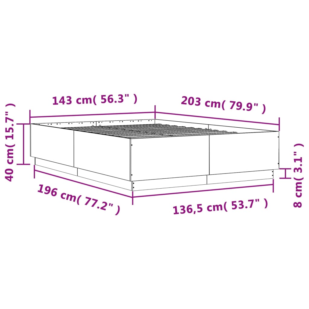 Cadru de pat, alb, 140x200 cm, lemn prelucrat