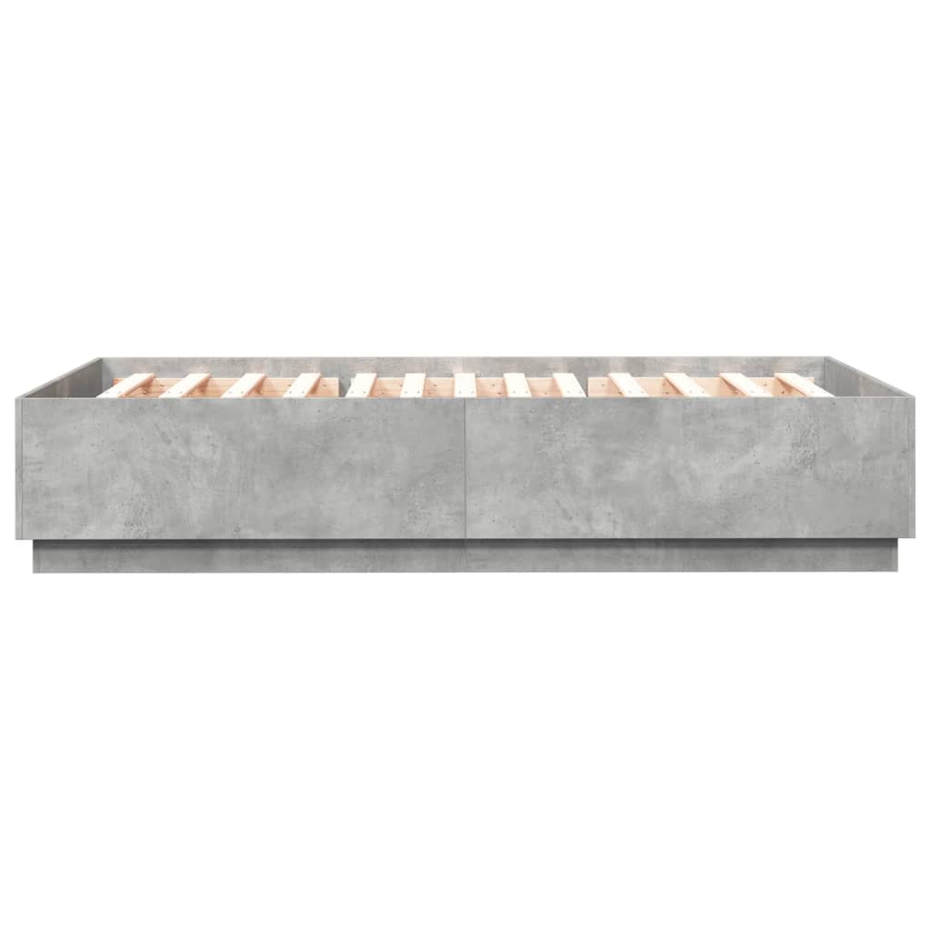 Cadru de pat, gri beton, 120x200 cm, lemn prelucrat