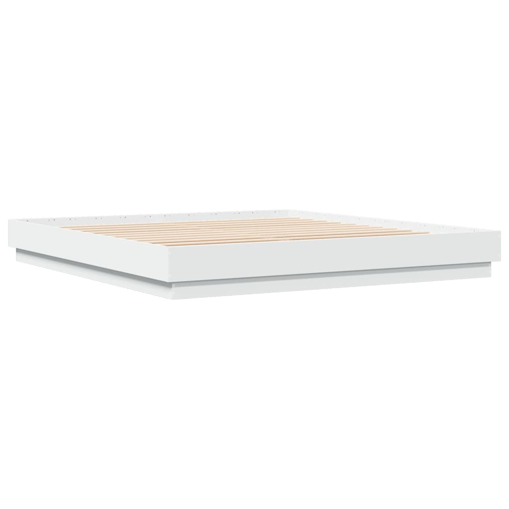 Cadru de pat alb 180x200 cm din lemn prelucrat