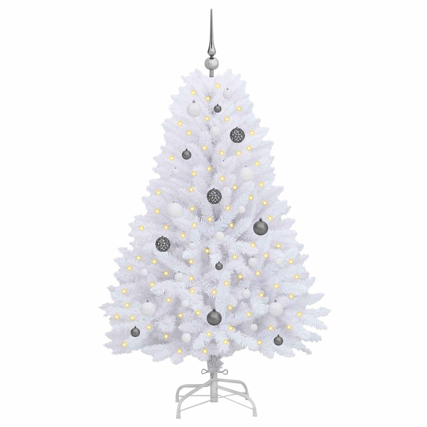 Brad de Crăciun artificial Alb 80 x 80 x 150 cm PVC și Metal