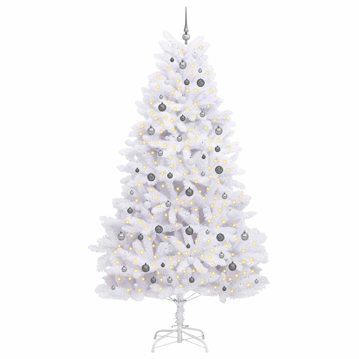 Brad de Crăciun artificial Alb 128 x 128 x 270 cm PVC și Metal