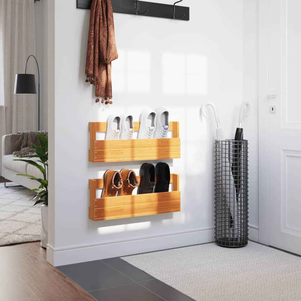 Pantofare de perete 2 buc. maro ceruit, lemn masiv pin