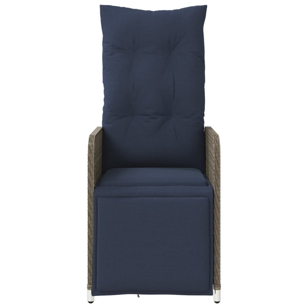 Scaune de grădină rabatabile, 2 buc., cu perne, gri, poliratan