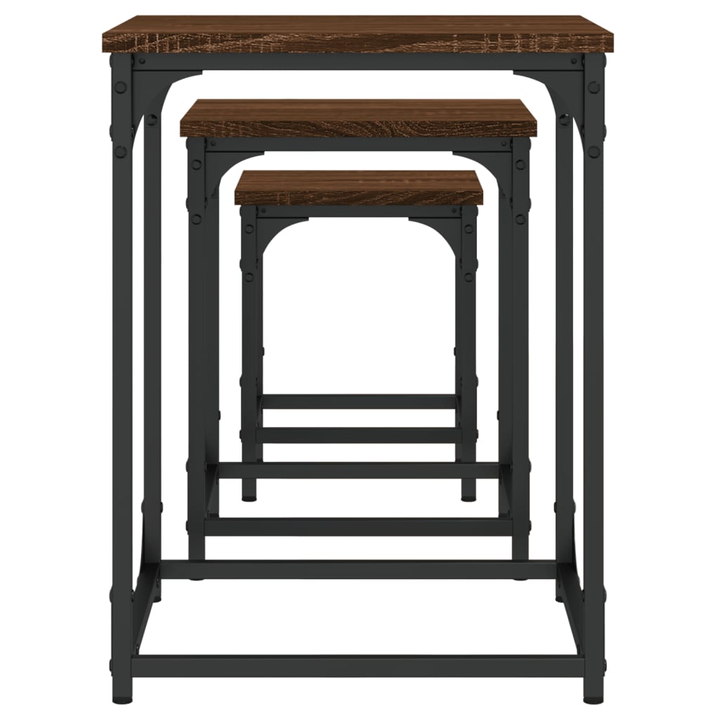 Mese suprapuse de cafea, 3 buc, stejar maro, lemn prelucrat