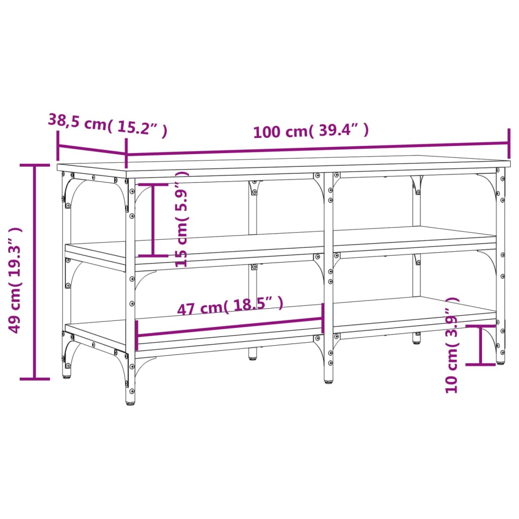 Bancă de pantofi, stejar fumuriu, 100x38,5x49 cm lemn prelucrat