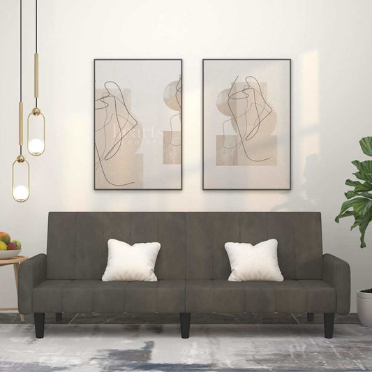 Canapea extensibilă cu 2 locuri, gri închis, catifea