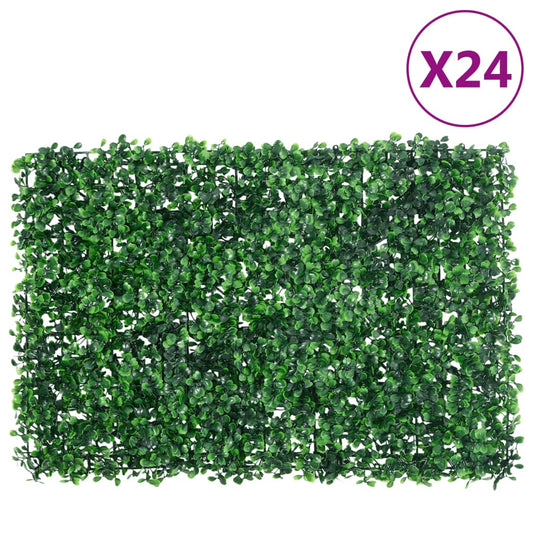 Gard din frunze de arbust artificiale, 24 buc. verde 40x60 cm