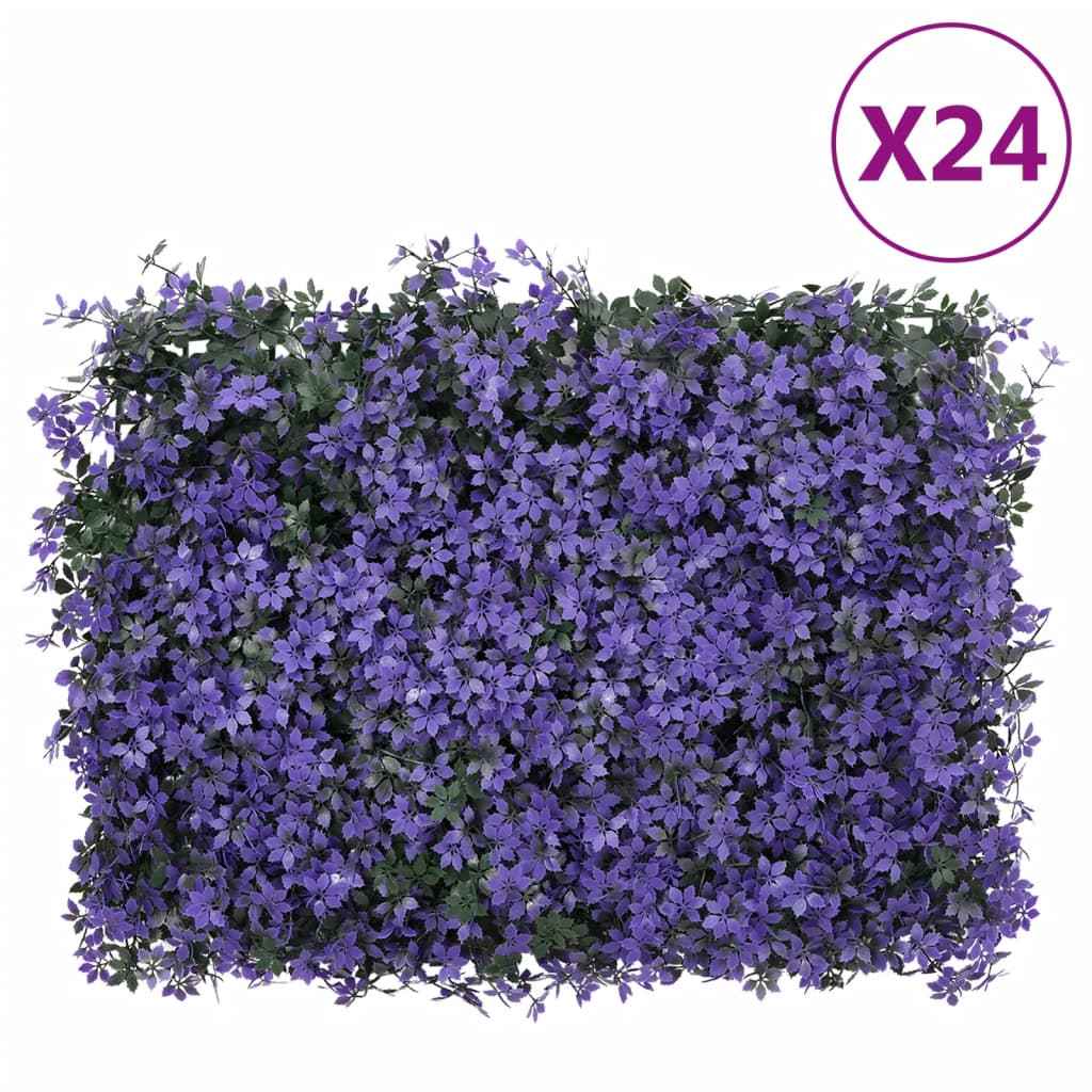Gard din frunze artificiale, 24 buc., violet, 40x60 cm