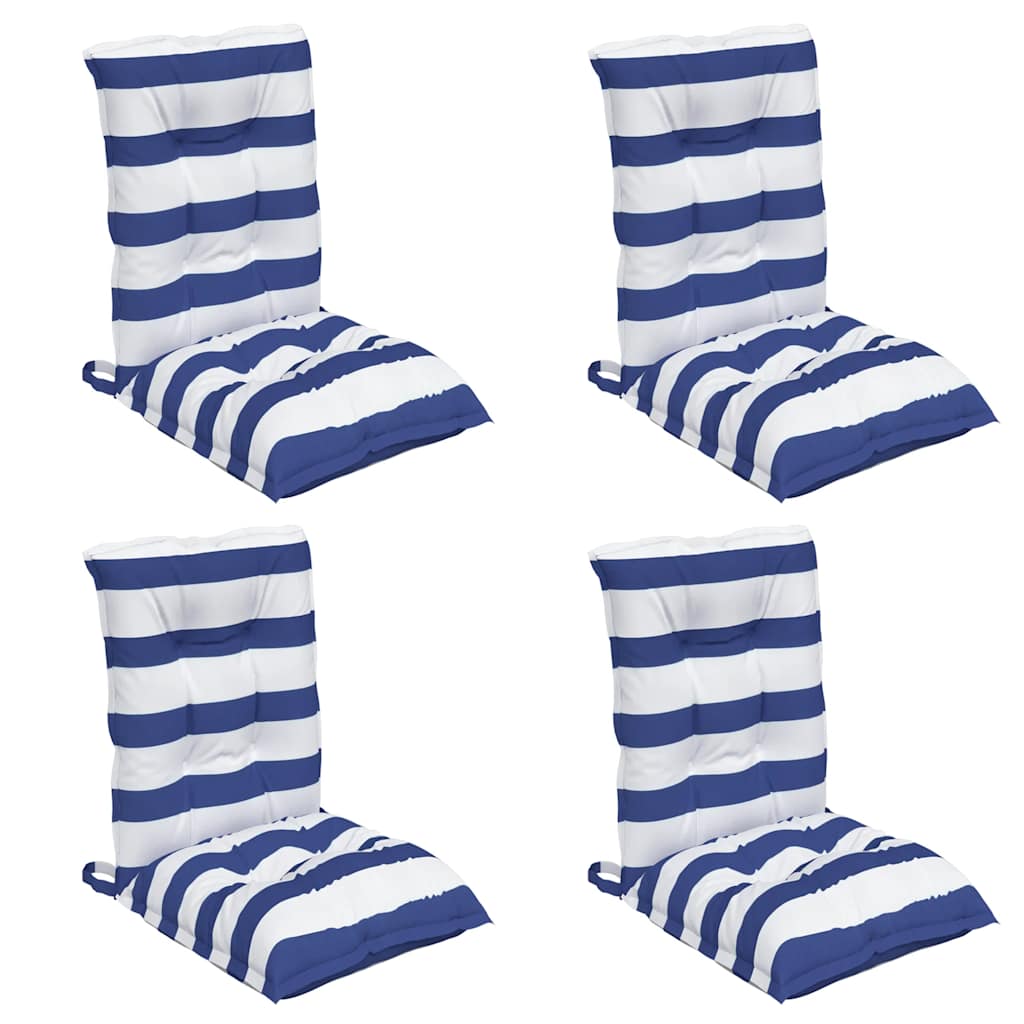 Perne de scaun spătar mic, 4 buc. dungi albastre&albe, textil