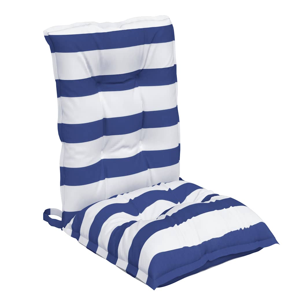 Perne de scaun spătar mic, 4 buc. dungi albastre&albe, textil