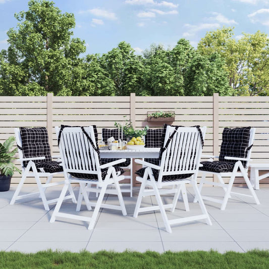 Perne scaun cu spătar mic, 6 buc., negru carouri, textil oxford