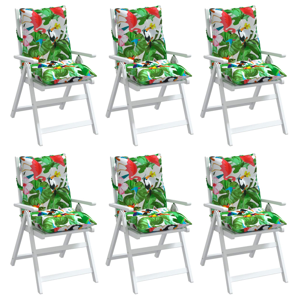 Perne scaune cu spătar jos, 6 buc., multicolor, textil oxford