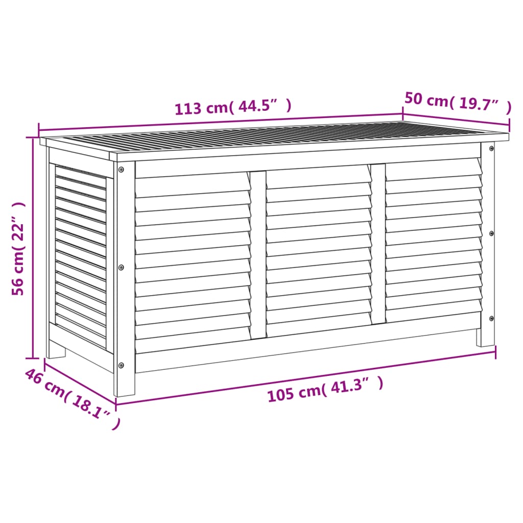 Ladă depozitare grădină cu grilaj 113x50x56cm lemn masiv acacia