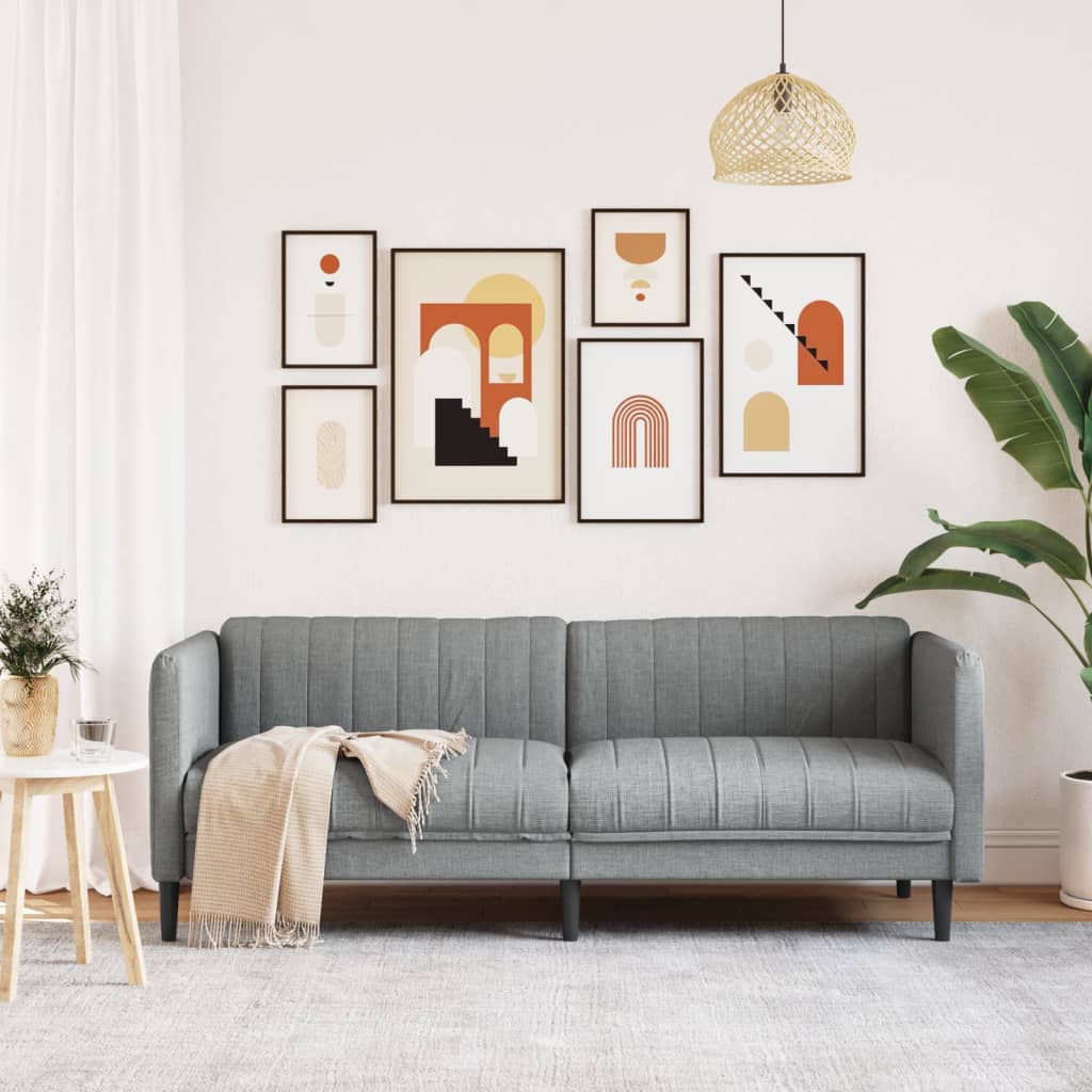 Canapea cu 3 locuri, gri deschis, material textil