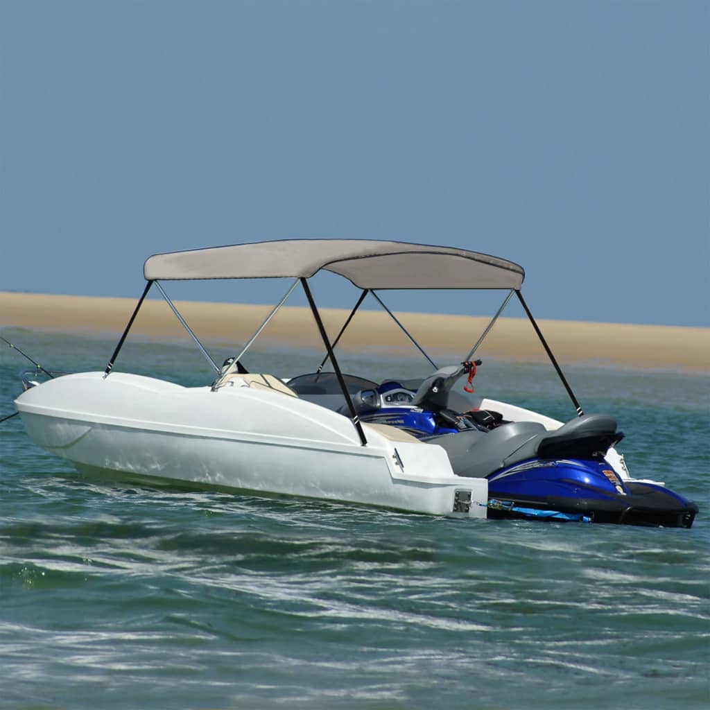 Parasolar barcă Bimini cu 2 arcuri, gri, 150x120x110 cm