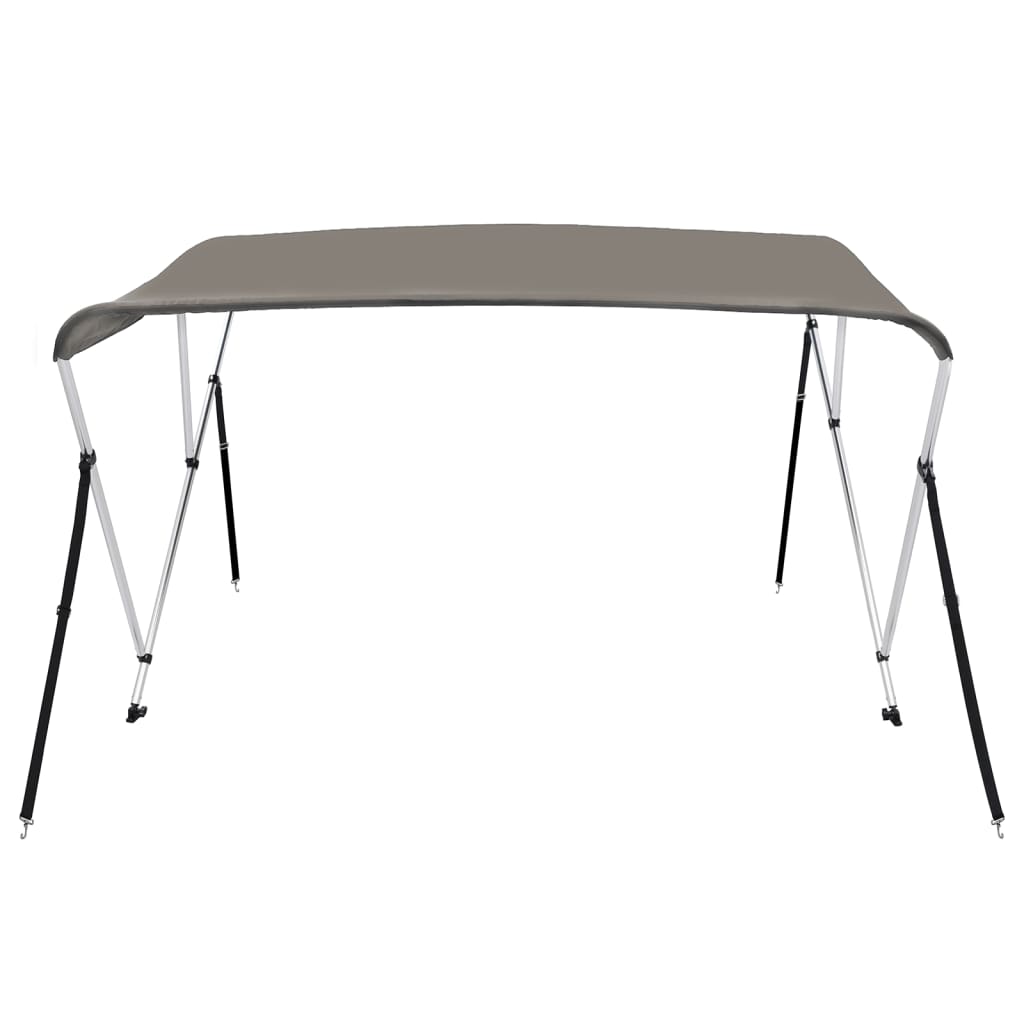 Parasolar barcă Bimini cu 3 arcuri, gri, 183x140x137 cm