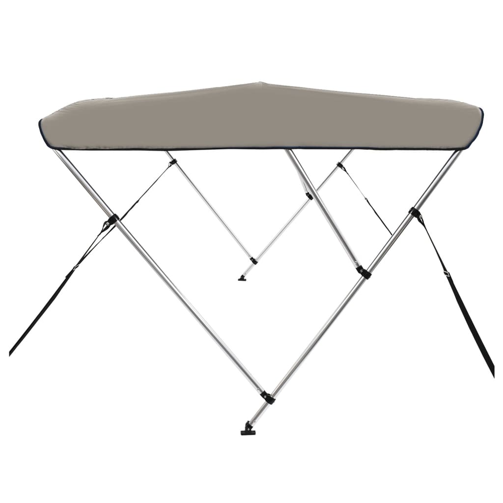 Parasolar barcă Bimini cu 3 arcuri, gri, 183x140x137 cm