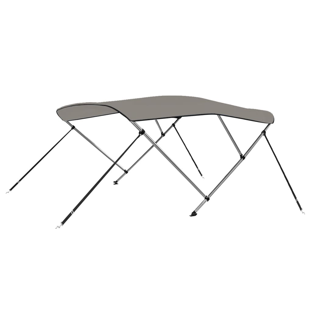 Parasolar barcă Bimini cu 3 arcuri, gri, 183x140x137 cm