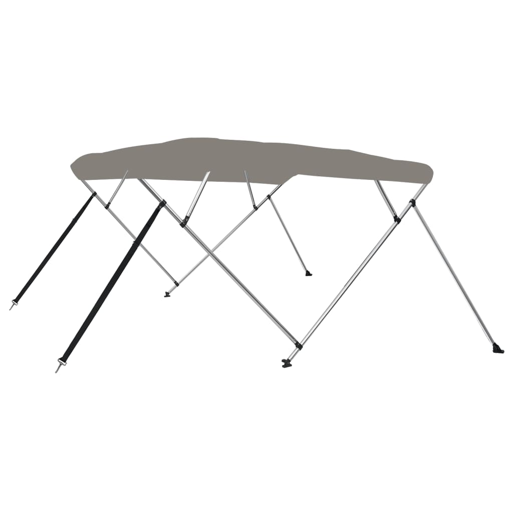 Parasolar barcă Bimini cu 4 arcuri, gri, 243x180x137 cm