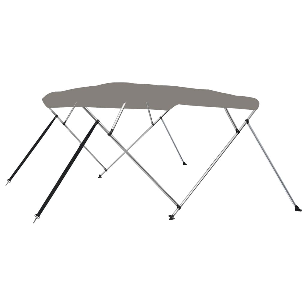 Parasolar barcă Bimini cu 4 arcuri, gri, 243x210x137 cm