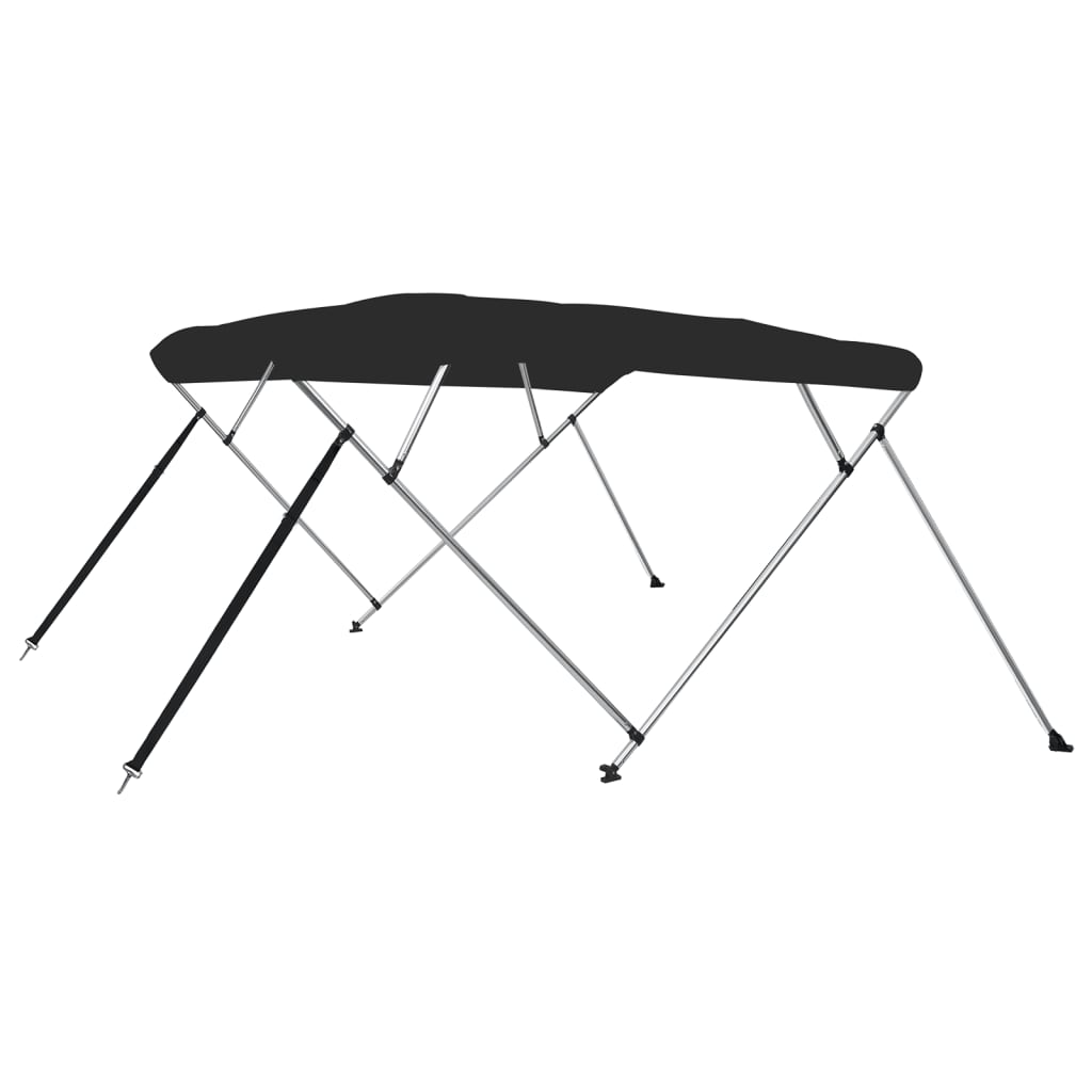 Parasolar barcă Bimini cu 4 arcuri, negru, 243x244x137 cm