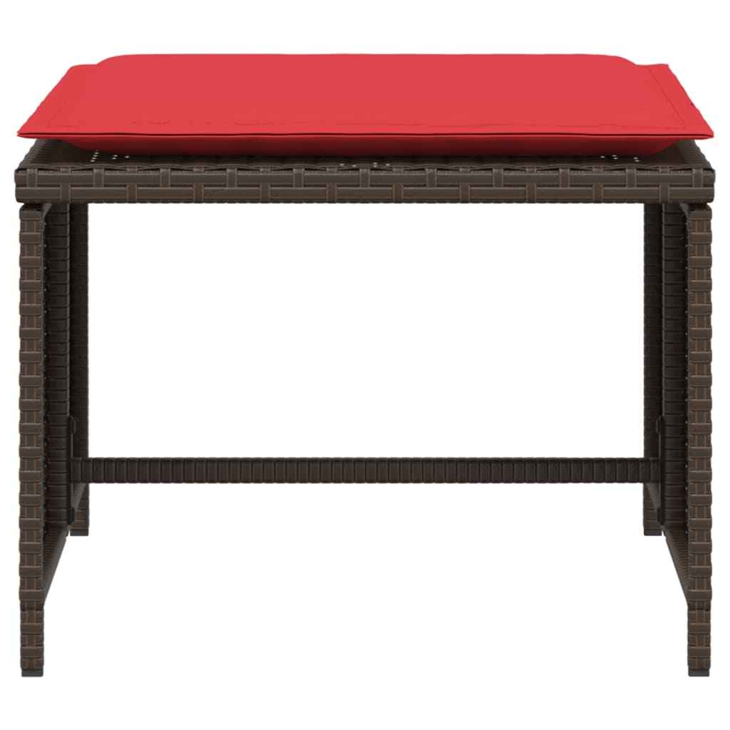 Scaun de grădină cu taburet, maro, poliratan