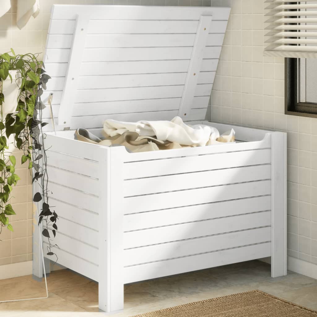 Cutie depozitare capac "RANA", alb, 100x49x54cm, lemn masiv pin