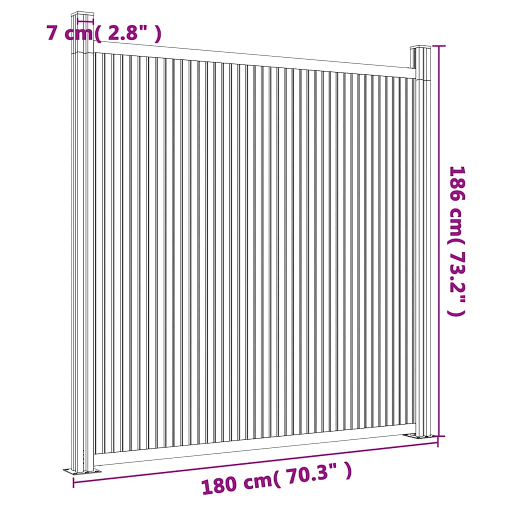 Panouri de gard, gri, 180x186 cm, WPC