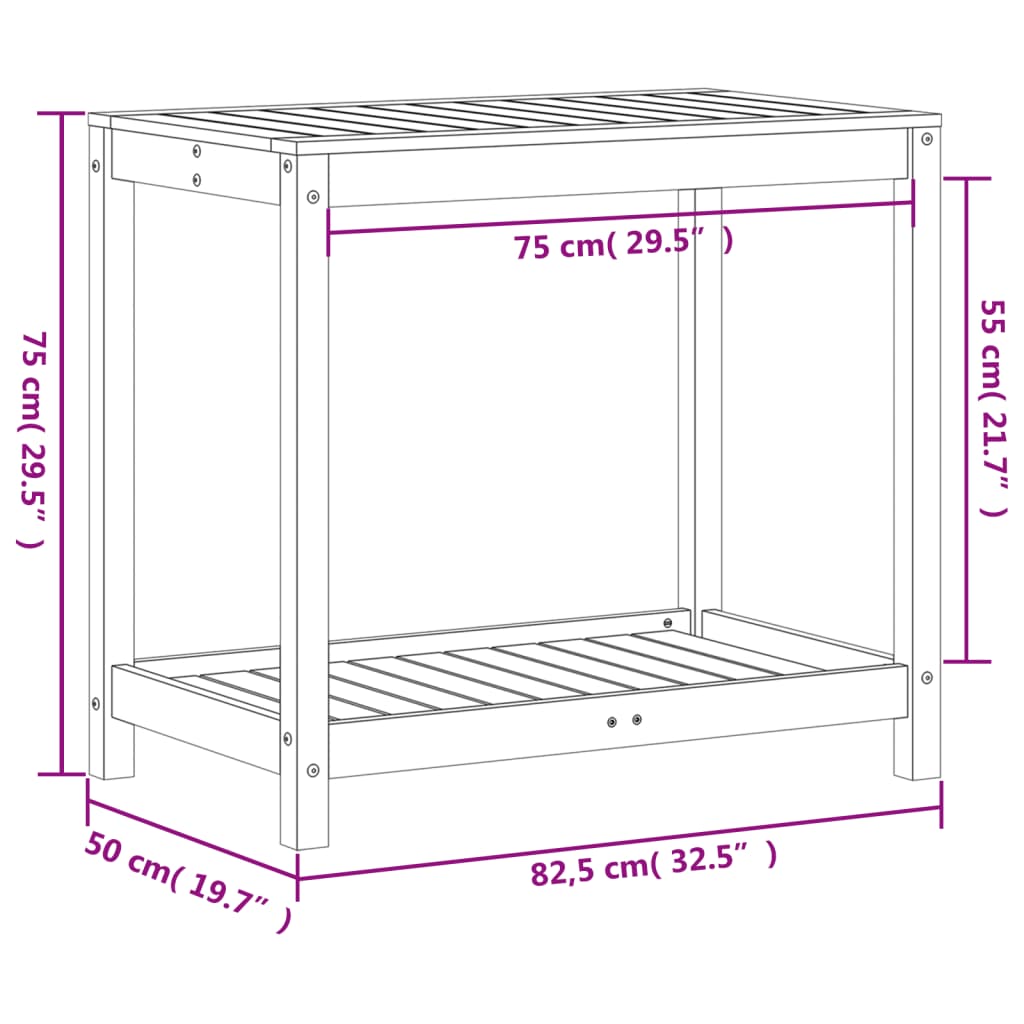 Masă de plantare cu poliță 82,5x50x75 cm lemn impregnat de pin