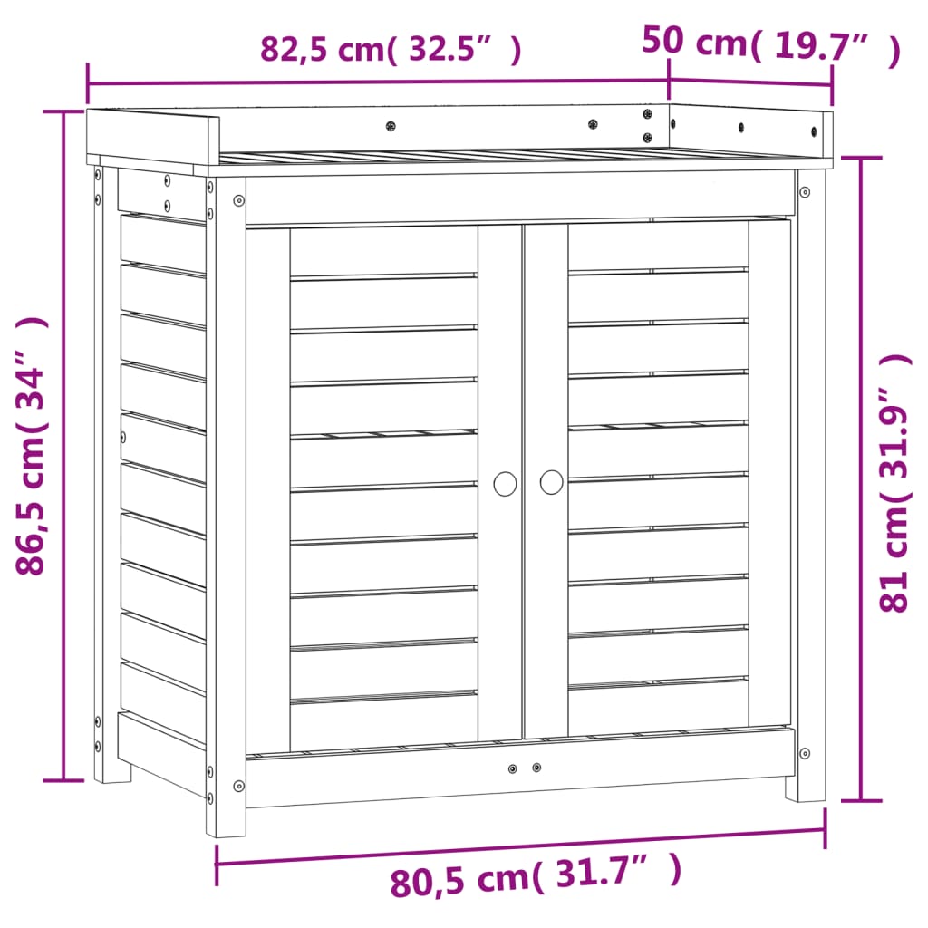 Masă de plantare cu rafturi 82,5x50x86,5 cm lemn masiv douglas