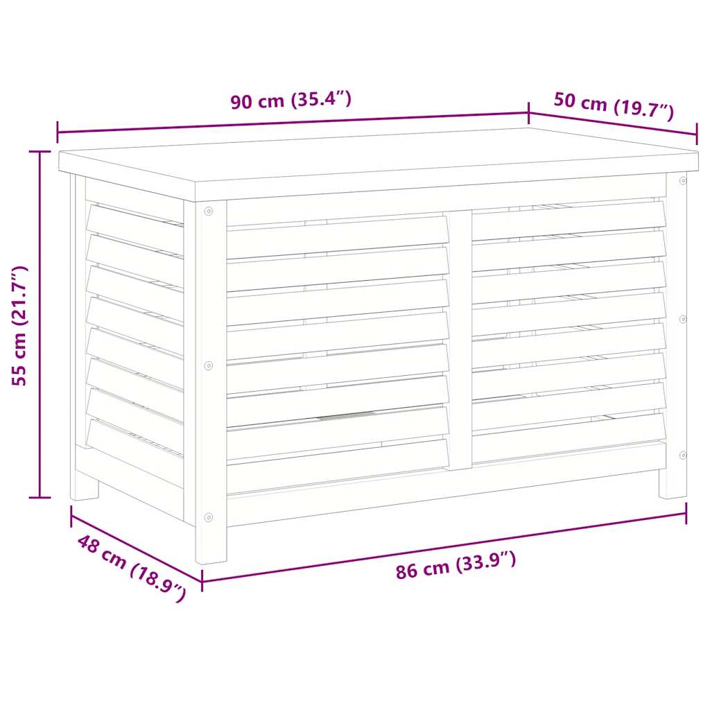 Ladă depozitare de grădină, 90x48x55 cm, lemn masiv de eucalipt