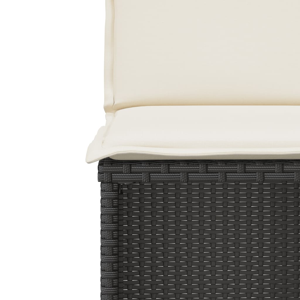 Set bistro cu perne, 3 piese, negru, poliratan