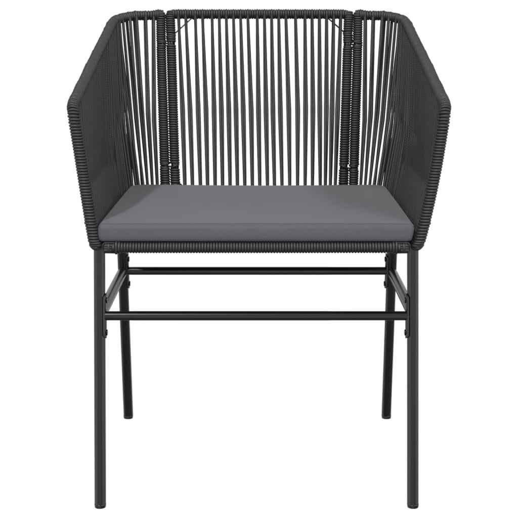 Scaune de grădină cu perne, 2 buc., negru, poliratan