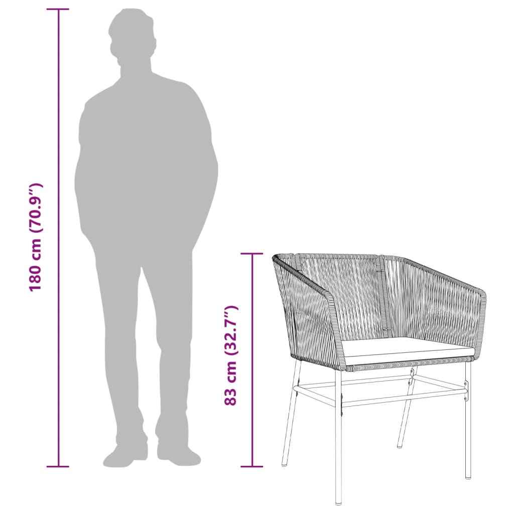 Scaune de grădină cu perne, 2 buc., negru, poliratan