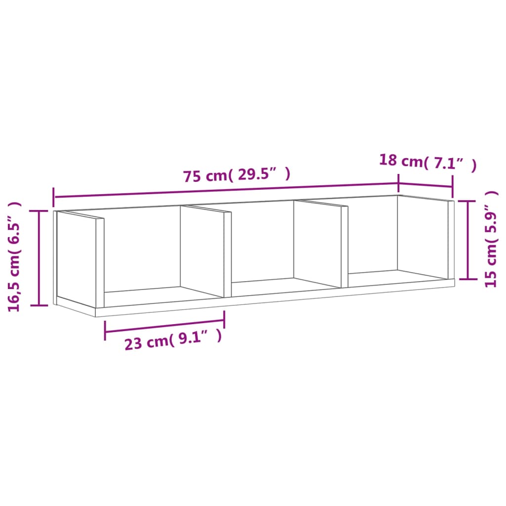 Dulapuri de perete, 2 buc., alb, 75x18x16,5 cm, lemn prelucrat